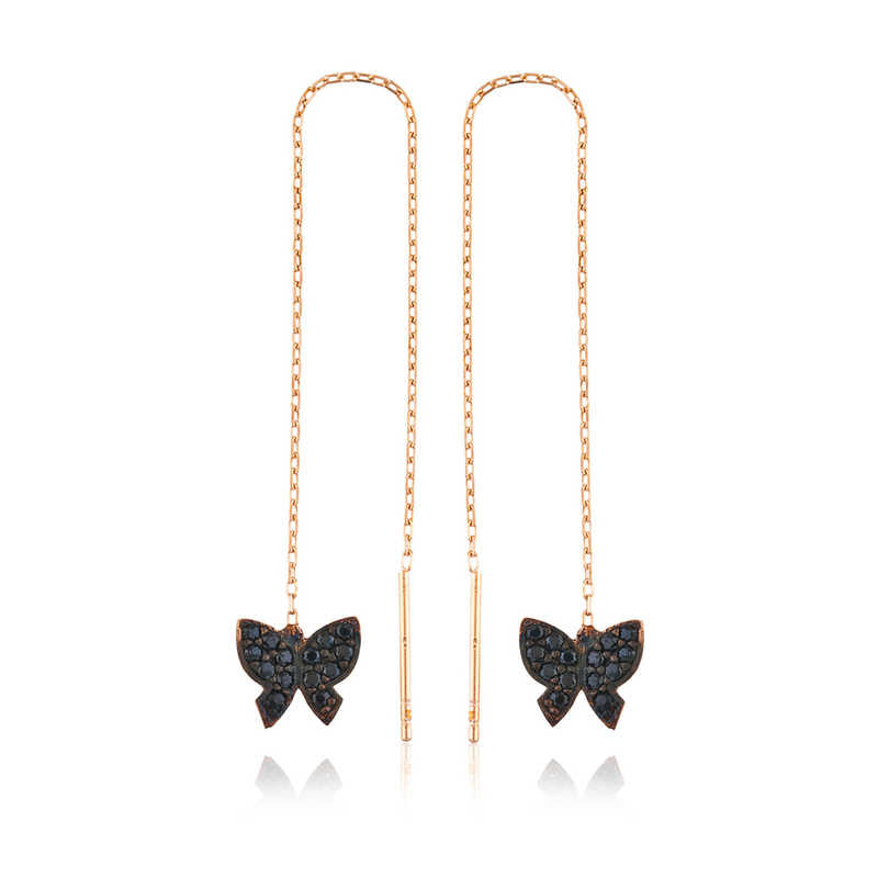Gümüş Kelebek Zincir Küpe