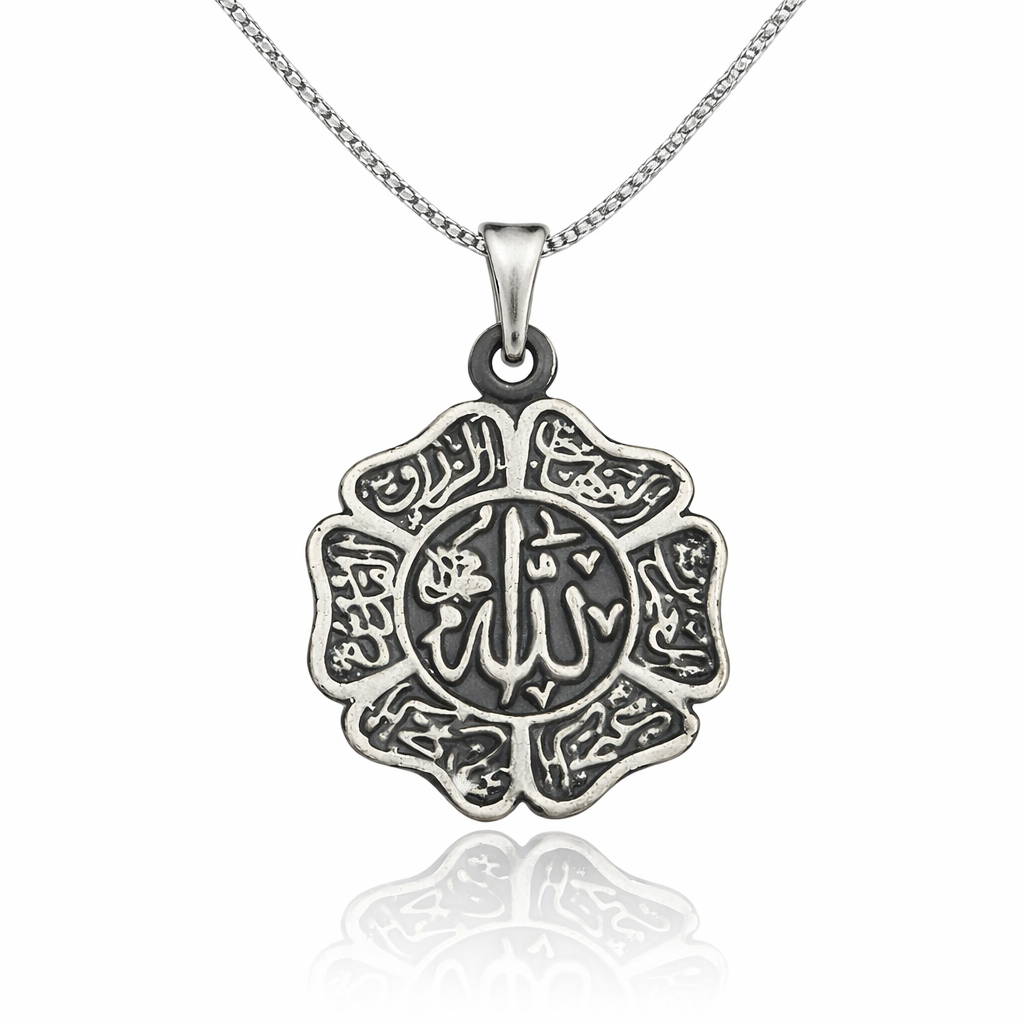 Gümüş Allah Yazılı Erkek Kolye