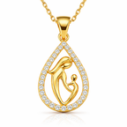 Gümüş Gold Damla Anne Çocuk Kolyesi
