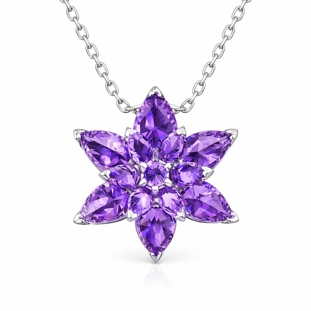 Gümüş Mor Lotus Çiçeği Bayan Kolye
