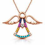 Gümüş Rose Kalpli Melek Bayan Kolye