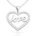 Gümüş Taşlı Love Bayan Kolye