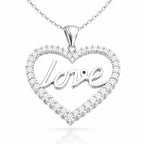 Gümüş Taşlı Love Bayan Kolye