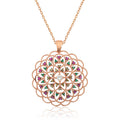 Gümüş Rose Geometrik Desenli Madalyon Kolye