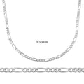 3.5 mm Gümüş Figaro Zincir - 100 mikron