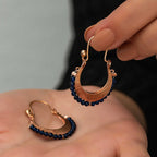 Gümüş Lacivert Taşlı Bohem Küpe