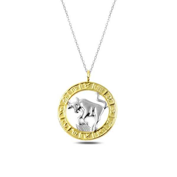 Gümüş Gold Boğa Burcu Kolye