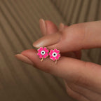 Gümüş Fosforlu Pembe Yonca Küpe