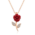 Gümüş Rose Kırmızı Gül Kolye
