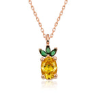 Gümüş Rose Ananas Figür Meyve Kolye
