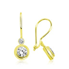 Gümüş Gold Sallantılı Tek Taş Küpe