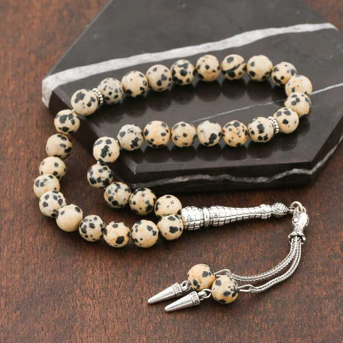 Doğaltaş Metal Püsküllü Dalmaçyalı Jasper Taşı Tesbih