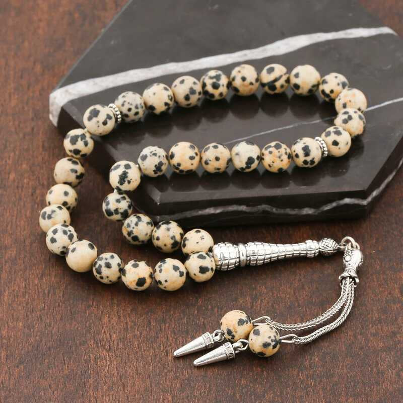 Doğaltaş Metal Püsküllü Dalmaçyalı Jasper Taşı Tesbih