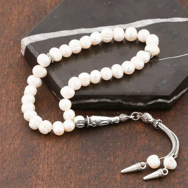 Doğaltaş Metal Püsküllü İnci Taşı Tesbih