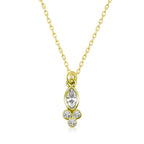 Gümüş Gold Çiğ Damlası Mekik Tektaş Bayan Kolye