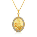 Gümüş Gold Tuğralı Oval Bayan Kolye