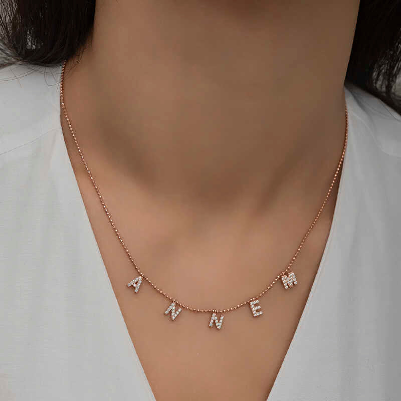 Gümüş Rose Annem Yazılı Bayan Kolye