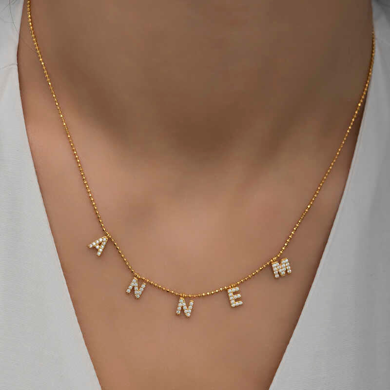 Gümüş Gold Annem Yazılı Bayan Kolye