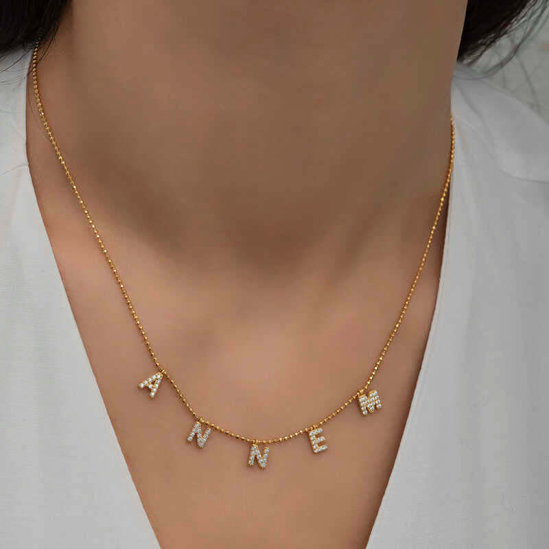 Gümüş Gold Annem Yazılı Bayan Kolye