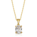 Gümüş Gold Oval Zirkon Taşlı Kadın Kolye